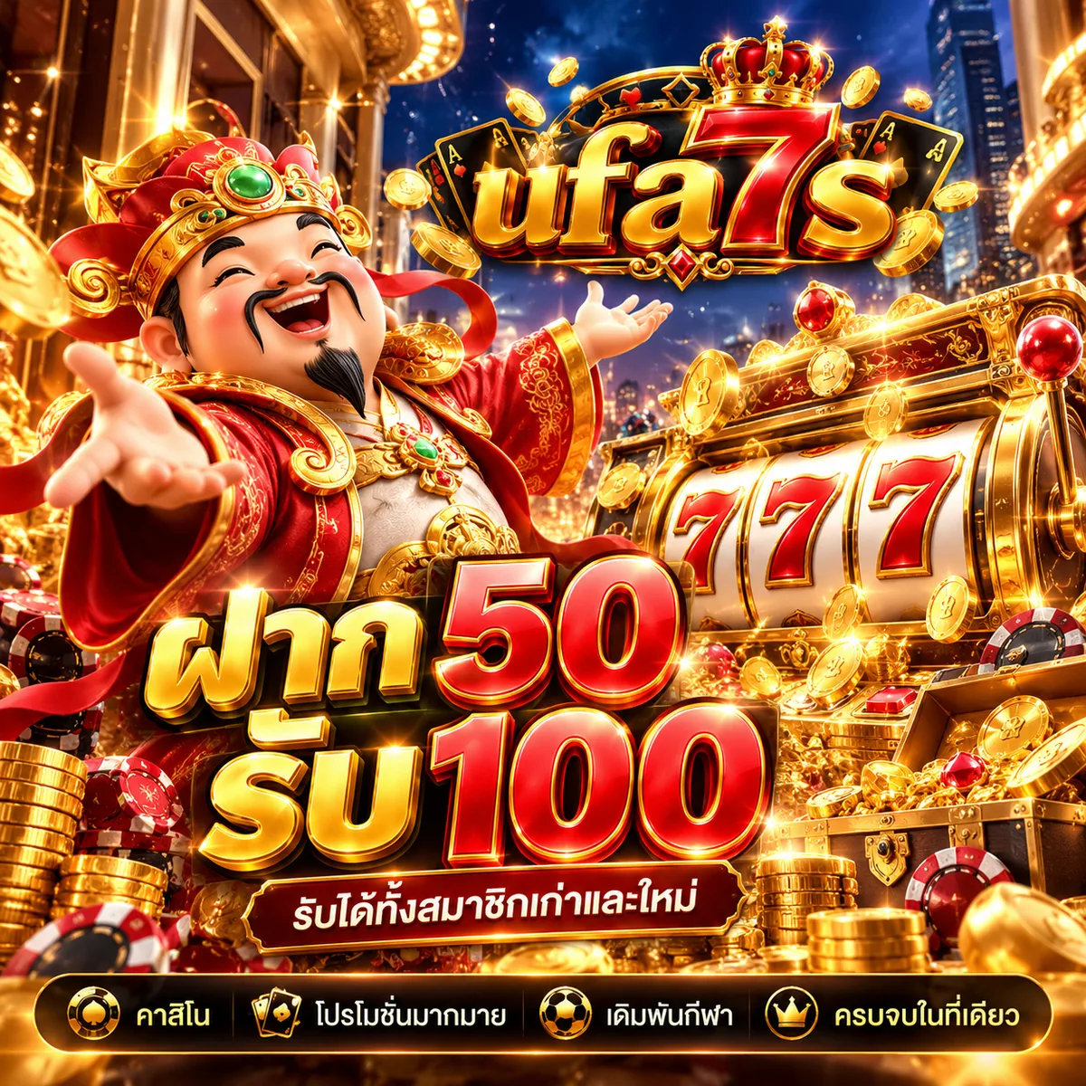 โปรโมชั่น ufa7s ฝาก 50 รับ 100 รับได้ทั้งสมาชิกเก่าและใหม่ คาสิโน แทงบอล